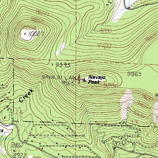 Topographic Map of Navajo Peak, UT