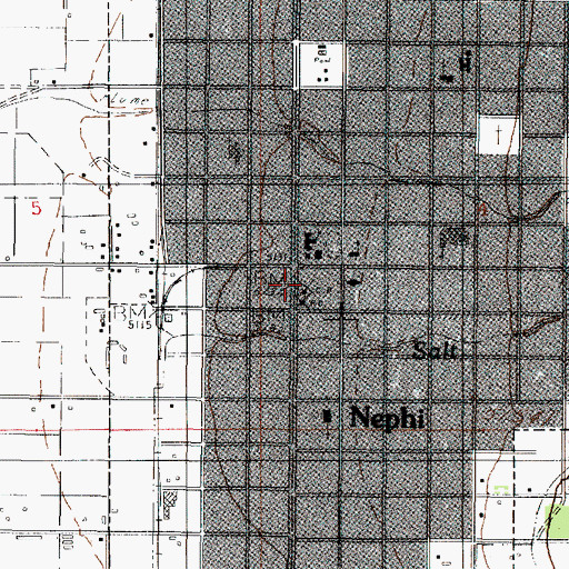 Topographic Map of Nephi City Hall, UT