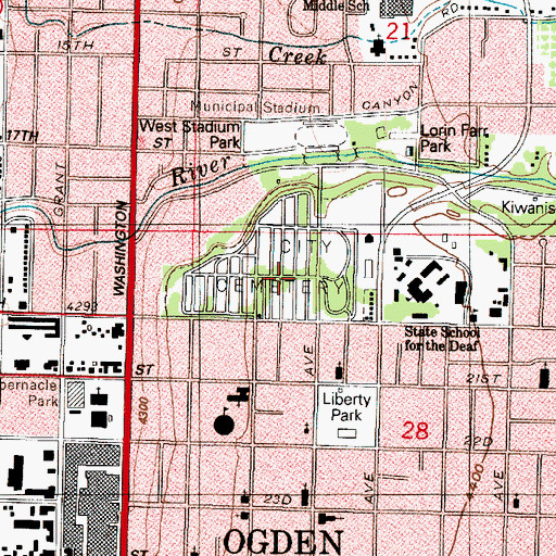 Topographic Map of Ogden City Cemetery, UT