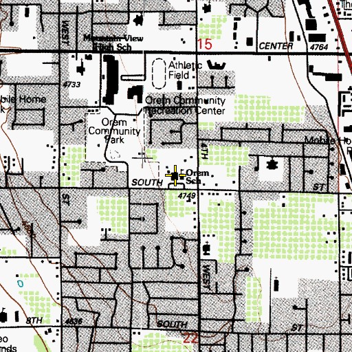 Topographic Map of Orem Elementary School, UT