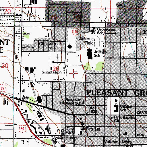 Topographic Map of Pleasant Grove City Cemetery, UT
