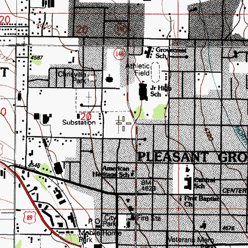 Topographic Map of Pleasant Grove City Cemetery, UT