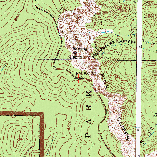 Topographic Map of Ponderosa Canyon Overlook, UT