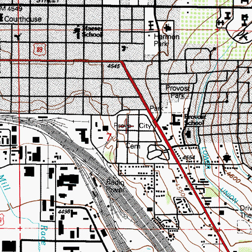 Topographic Map of Provo City Cemetery, UT