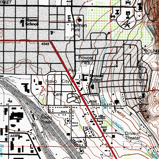 Topographic Map of Provost Elementary School, UT