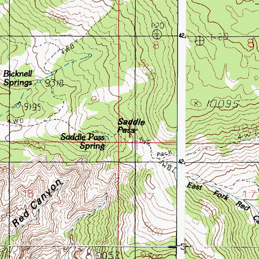 Topographic Map of Saddle Pass, UT