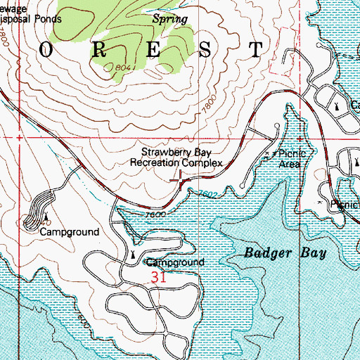 Topographic Map of Strawberry Bay Recreation Complex, UT