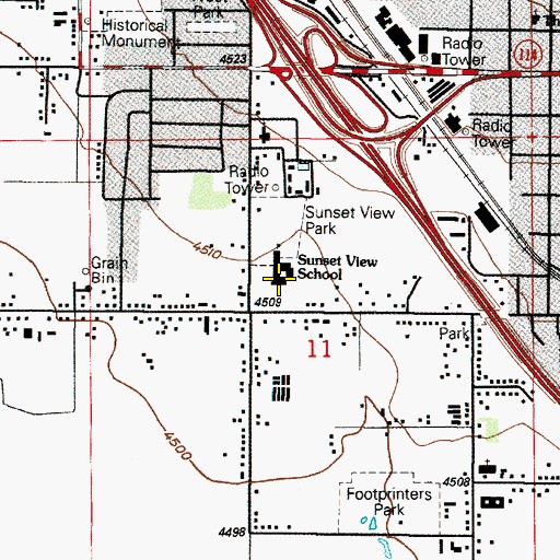 Topographic Map of Sunset View Elementary School, UT