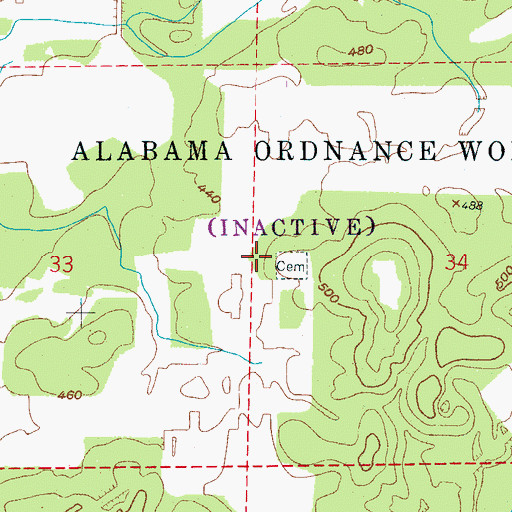 Topographic Map of Mount Olive Cemetery, AL