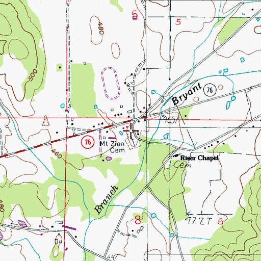 Topographic Map of Mount Zion Cumberland Presbyterian Church (historical), AL