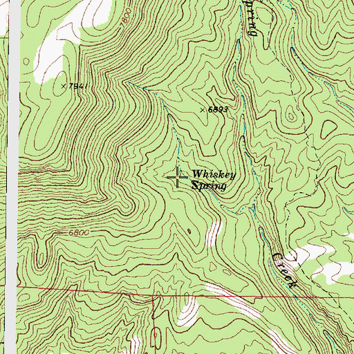 Topographic Map of Whiskey Spring, UT