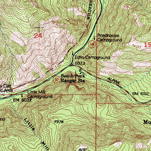 Topographic Map of South Fork Ranger Station, UT