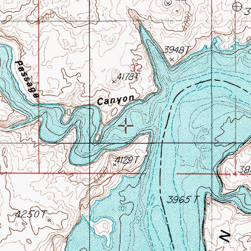 Topographic Map of Hidden Passage Canyon, UT