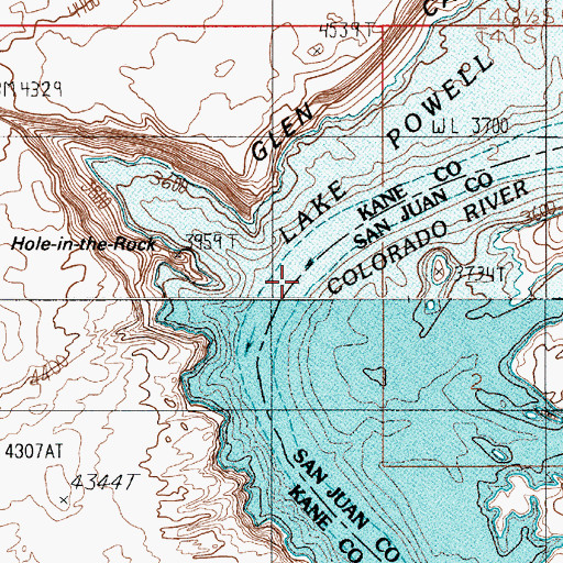 Topographic Map of Hole-in-the-Rock Crossing, UT