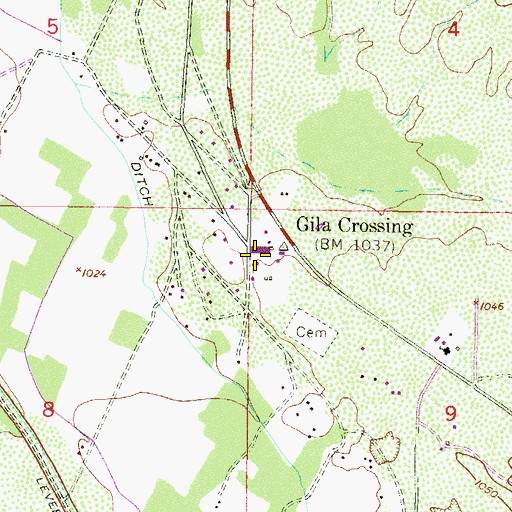 Topographic Map of Gila Crossing Day School, AZ
