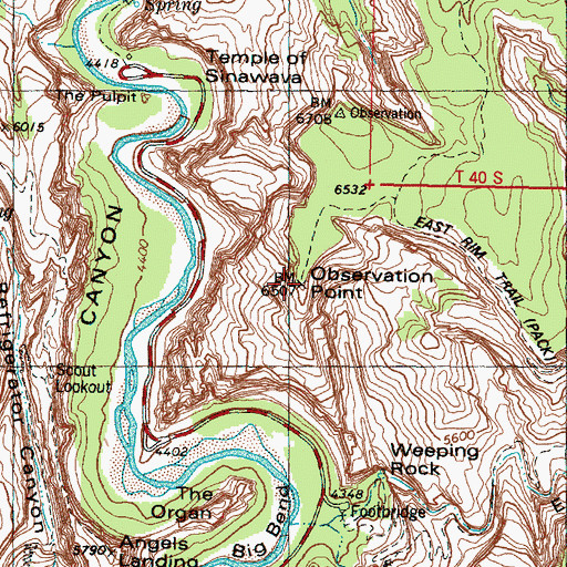 Topographic Map of Observation Point, UT