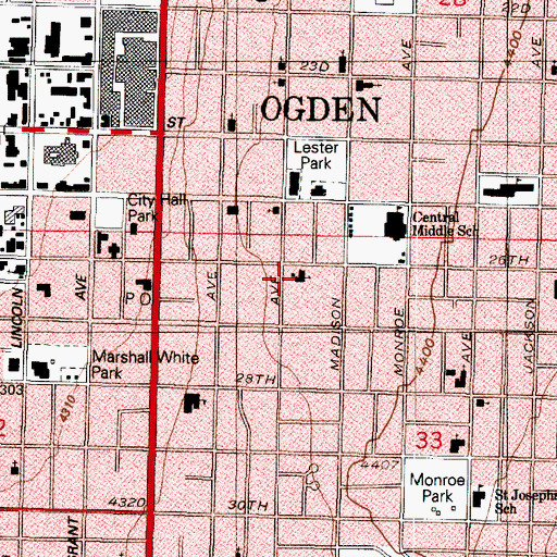 Topographic Map of First United Methodist Church, UT