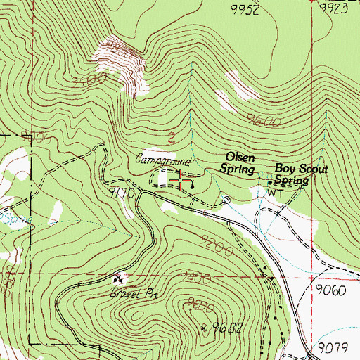 Topographic Map of Te-ah Campground, UT
