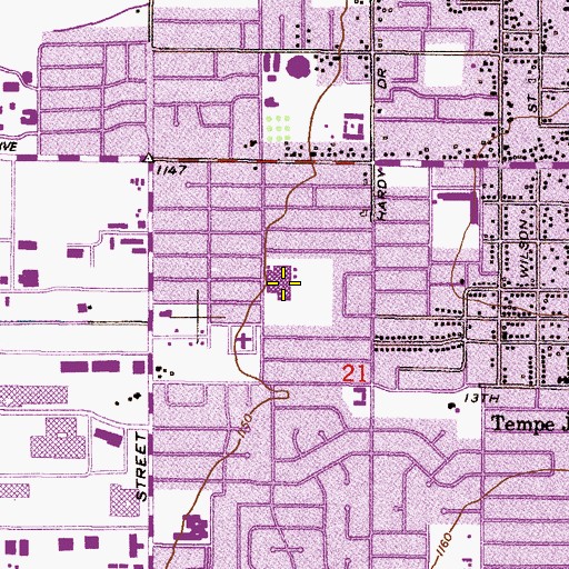 Topographic Map of Clyde Gilland Middle School, AZ