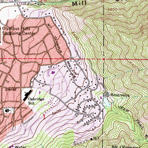 Topographic Map of Mount Olympus Park, UT