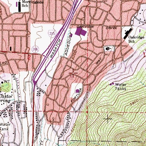 Topographic Map of Oakcliff Park, UT