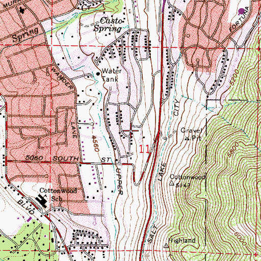 Topographic Map of Cottonwood Hills, UT