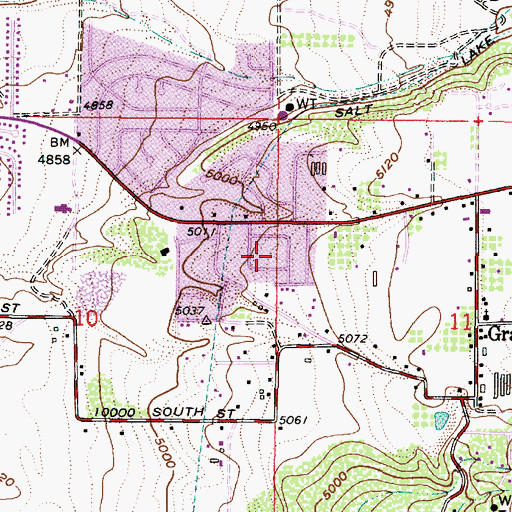 Topographic Map of Oakridge Heights, UT