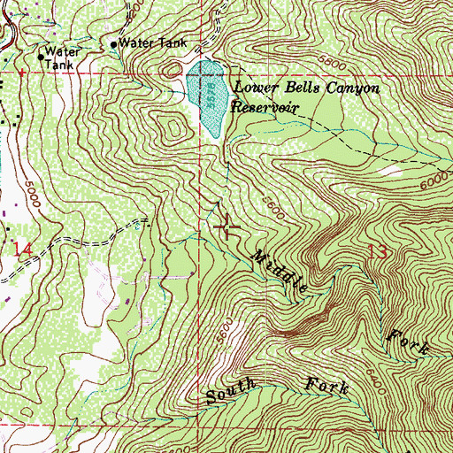 Topographic Map of Seven Springs, UT