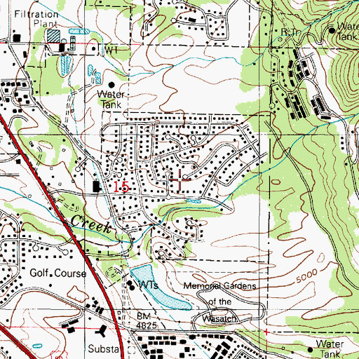 Topographic Map of Whispering Oaks, UT