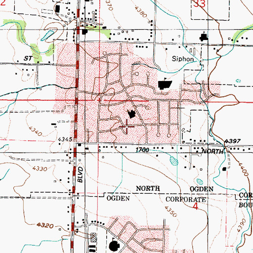 Topographic Map of Green Acres Estates, UT