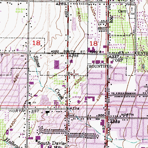 Topographic Map of Evergreen, UT