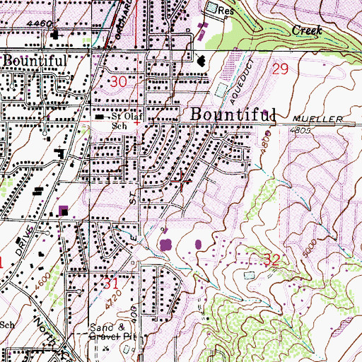 Topographic Map of Mill Creek Heights, UT