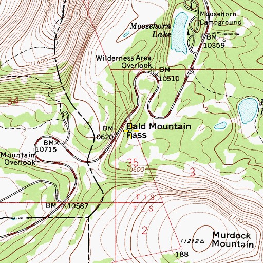 Topographic Map of Bald Mountain Pass, UT