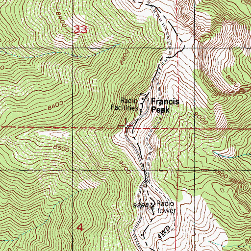 Topographic Map of Francis Peak Heliport, UT