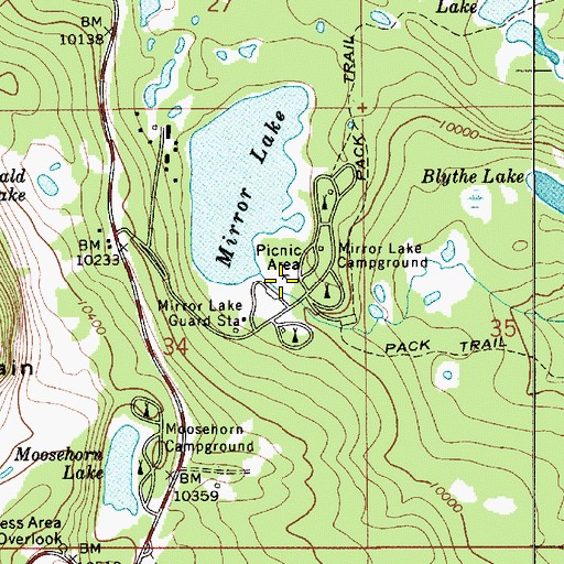 Topographic Map of Mirror Lake Recreation Site, UT