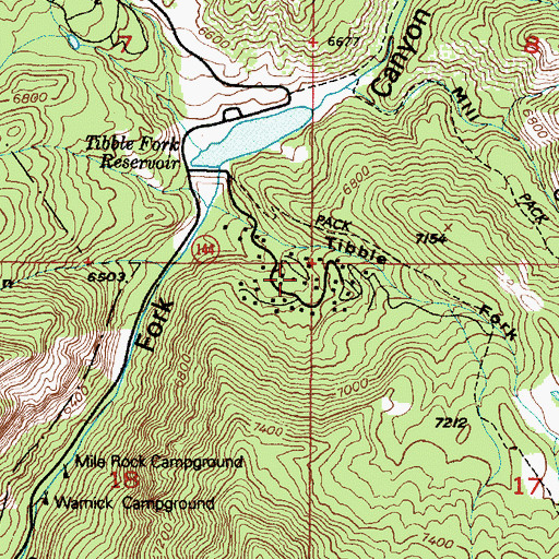 Topographic Map of Tibble Fork Summer Home Area, UT