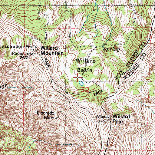 Topographic Map of Willard Basin, UT