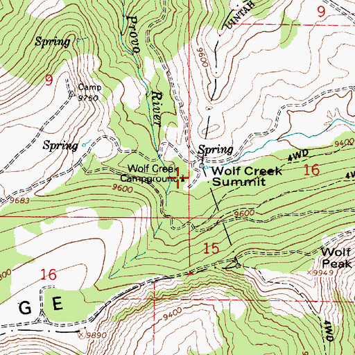 Topographic Map of Wolf Creek Campground, UT