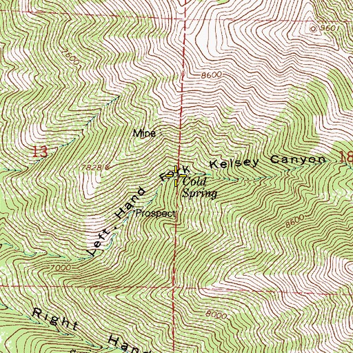 Topographic Map of Cold Spring, UT