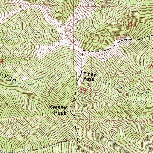Topographic Map of Piney Pass, UT