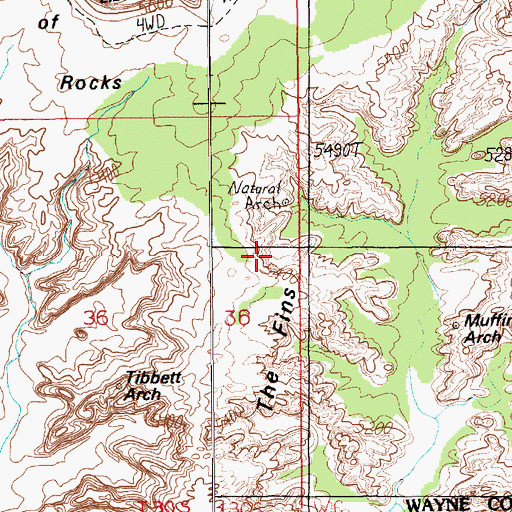 Topographic Map of Muffin Arch, UT
