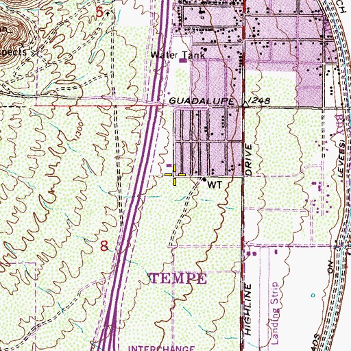 Topographic Map of Guadalupe Dam, AZ