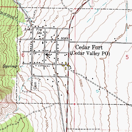 Topographic Map of Cedar Valley Post Office, UT