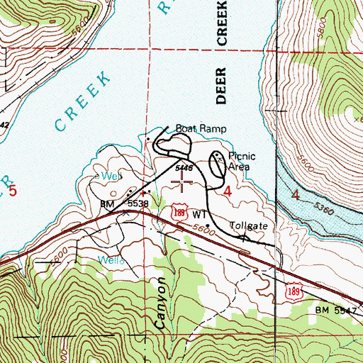 Topographic Map of Deer Creek State Park, UT