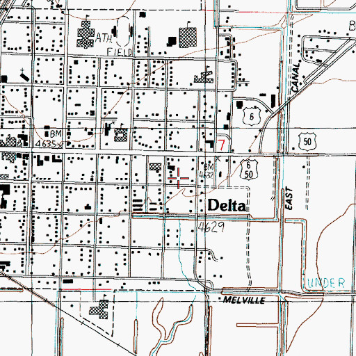 Topographic Map of Delta Post Office, UT