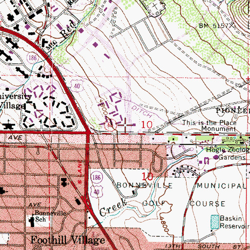 Topographic Map of Foothill Post Office, UT