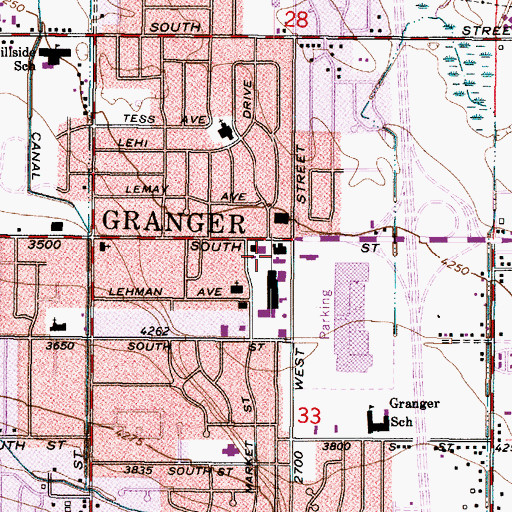 Topographic Map of Granger Shopping Center, UT