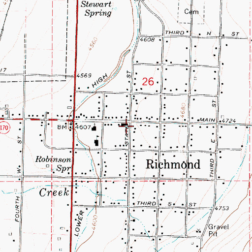 Topographic Map of Richmond Post Office, UT