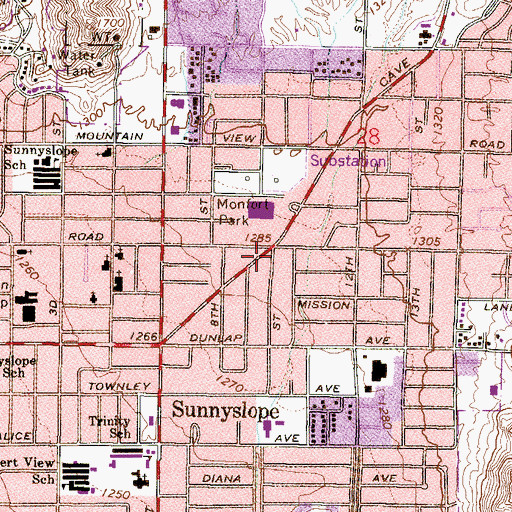 Topographic Map of Hatcher Village Shopping Center, AZ