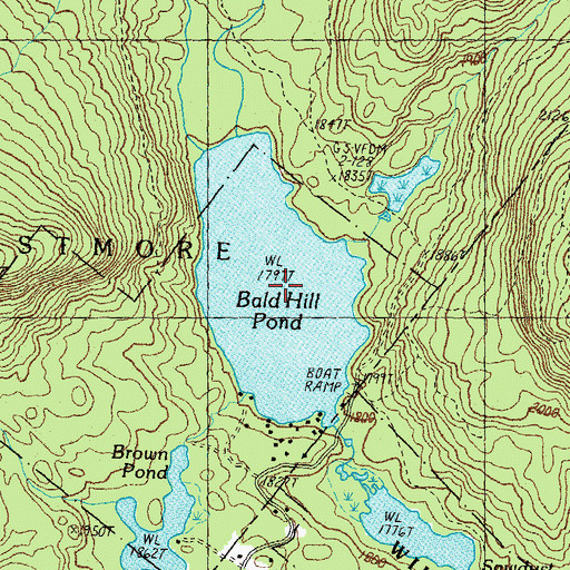 Topographic Map of Bald Hill Pond, VT